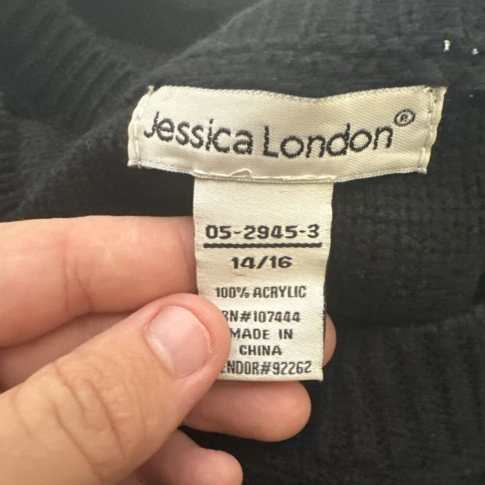 JESSICA LONDON CHARCOAL LONG SLEEVE MIDI CABLE KNIT SWEATER DRESS SIZE 14/16 - Picture 8 of 8